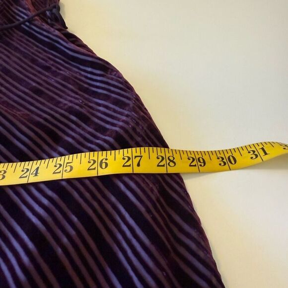 Robert Rodriguez Burgundy Striped Velvet Burnout Asymmetric Hem Maxi Dress Sz 10 - Picture 7 of 13